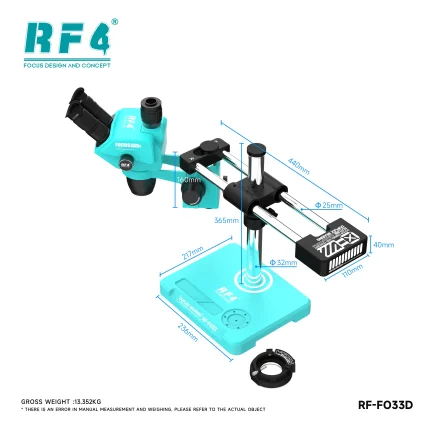RF4 RF-FO33D 6.5-65X Trinocular Stereo Microscope