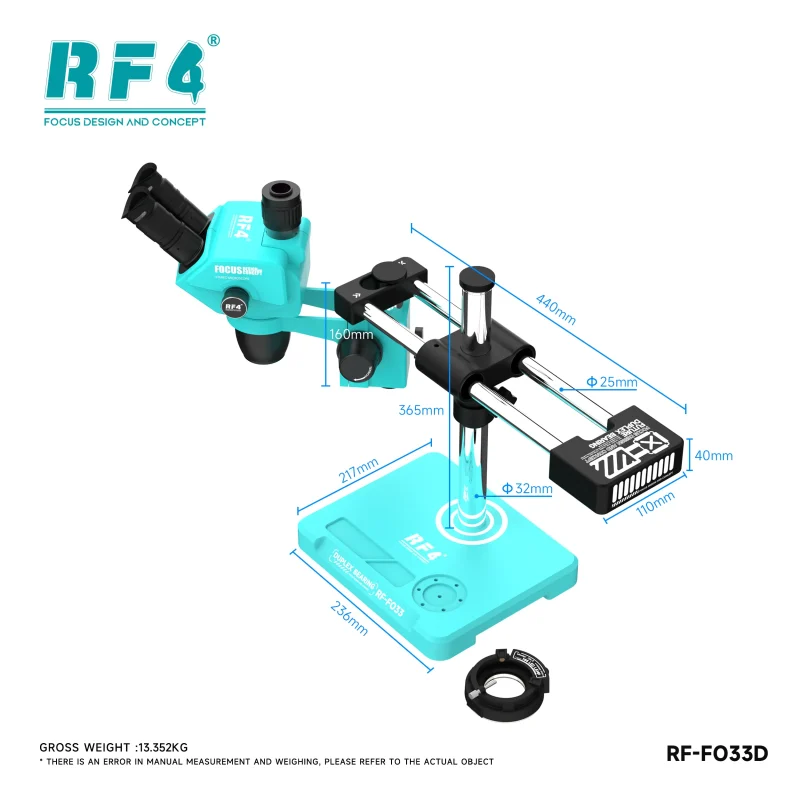 RF4 RF-FO33D 6.5-65X Trinocular Stereo Microscope