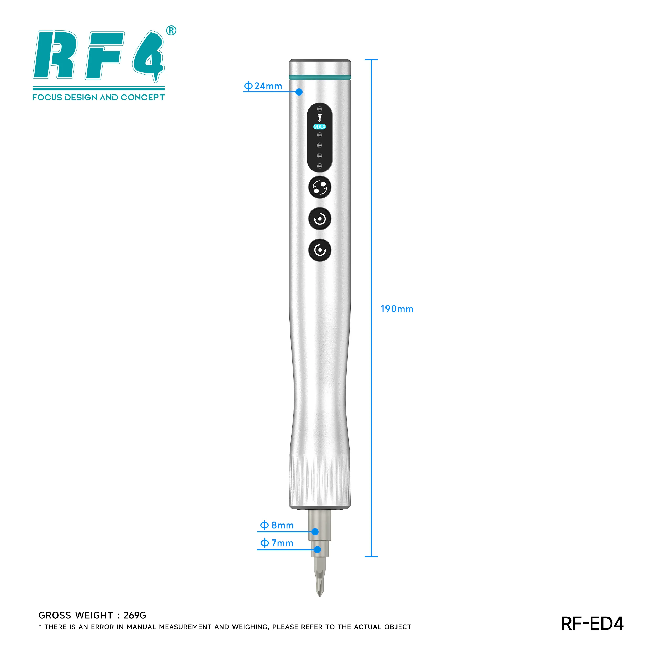 RF4 RF-ED4 Multi-function Electric Screwdriver Set with 42Pcs S2 Steel Bits (1) RF4 RF-ED4 Multi-function Electric Screwdriver Set with 42Pcs S2 Steel Bits